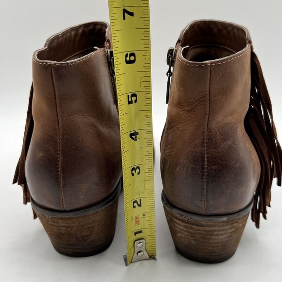 Clarks Womens 9 US Brown Leather Ankle Boots Side Zipper Fringe Western Cowgirl - Picture 7 of 16